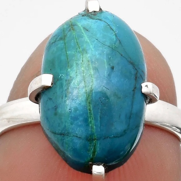 Genuine Azurite Chrysocolla Gemstone ring size 7 - Picture 4 of 5